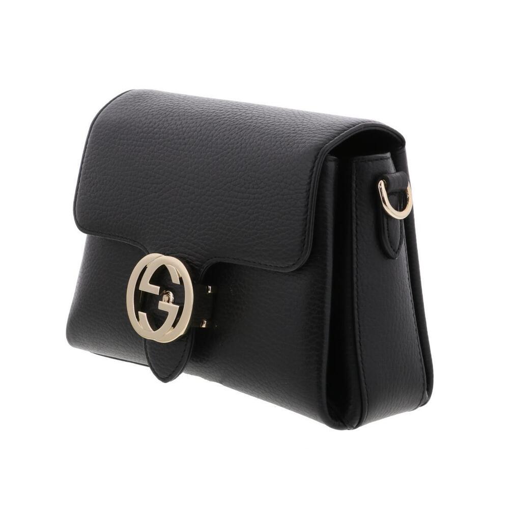 GUCCI Interlocking Chain Shoulder Bag Messenger Black B - Picture 2 of 6